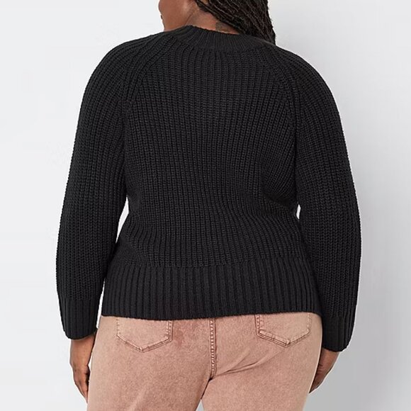 a.n.a Plus Womens V Neck Long Sleeve Pullover Sweater , Black Sz 1X - Picture 2 of 2